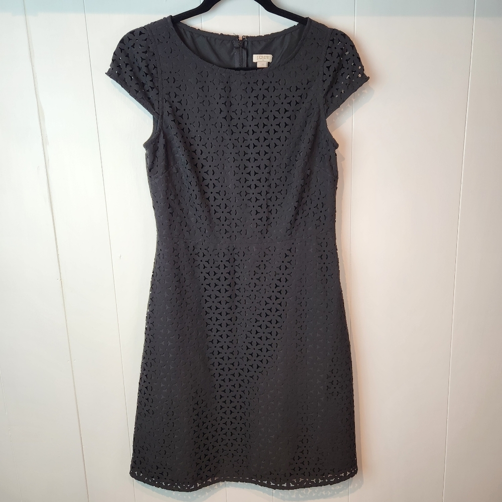 J.Crew Laser Cut Cap Sleeve‎ Black Dress